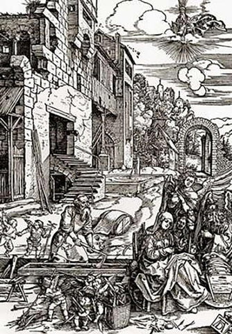 Life Of The Virgin 14 Black Ornate Wood Framed Art Print with Double Matting by Durer, Albrecht