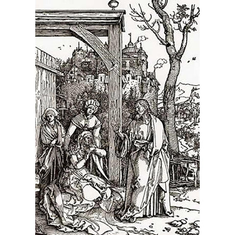 Life Of The Virgin 16 Gold Ornate Wood Framed Art Print with Double Matting by Durer, Albrecht