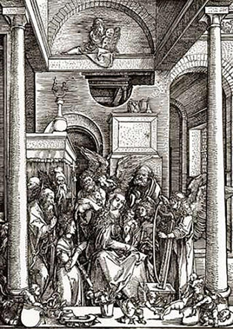 Life Of The Virgin 17 Black Ornate Wood Framed Art Print with Double Matting by Durer, Albrecht