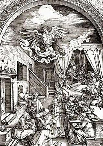 Life Of The Virgin 4 White Modern Wood Framed Art Print with Double Matting by Durer, Albrecht