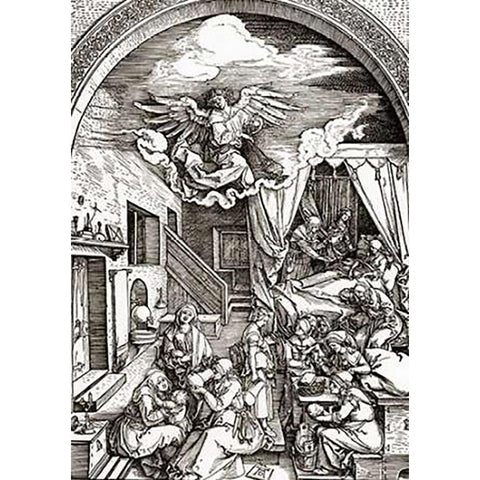 Life Of The Virgin 4 White Modern Wood Framed Art Print by Durer, Albrecht