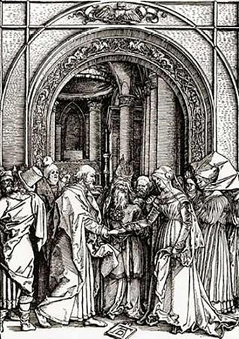 Life Of The Virgin 6 Black Ornate Wood Framed Art Print with Double Matting by Durer, Albrecht