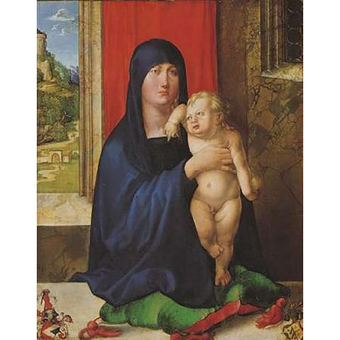 Madonna And Child Gold Ornate Wood Framed Art Print with Double Matting by Durer, Albrecht