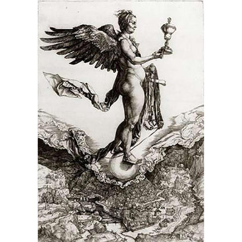 Nemesis Black Modern Wood Framed Art Print with Double Matting by Durer, Albrecht