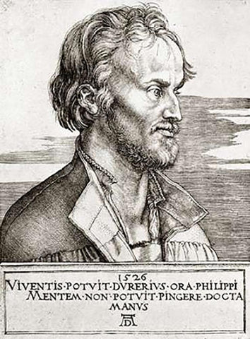 Philip Melanchthon White Modern Wood Framed Art Print with Double Matting by Durer, Albrecht