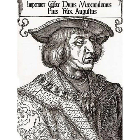 Portrait Of The Emperor Maximilian Gold Ornate Wood Framed Art Print with Double Matting by Durer, Albrecht