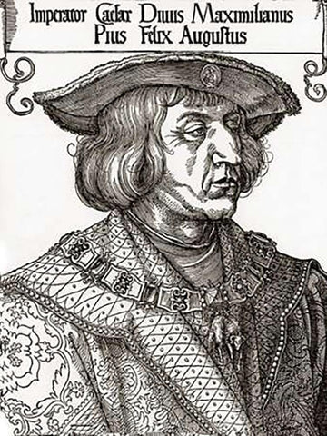 Portrait Of The Emperor Maximilian Black Ornate Wood Framed Art Print with Double Matting by Durer, Albrecht