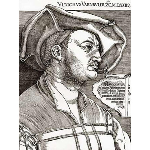 Portrait Of Ulrich Varnbuhler Black Modern Wood Framed Art Print with Double Matting by Durer, Albrecht