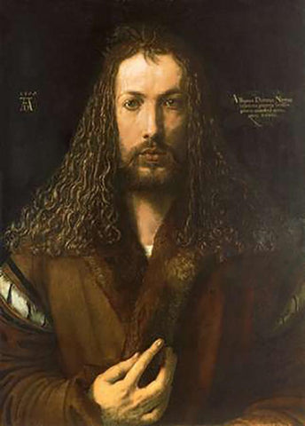 Self Portrait 2 Black Ornate Wood Framed Art Print with Double Matting by Durer, Albrecht