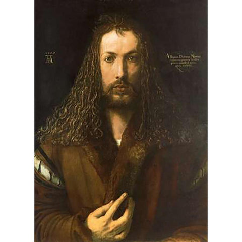 Self Portrait 2 White Modern Wood Framed Art Print by Durer, Albrecht