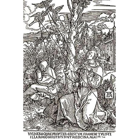 St Francis White Modern Wood Framed Art Print by Durer, Albrecht