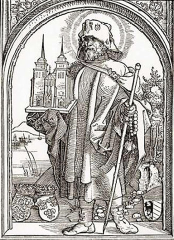 St Sebald Black Ornate Wood Framed Art Print with Double Matting by Durer, Albrecht