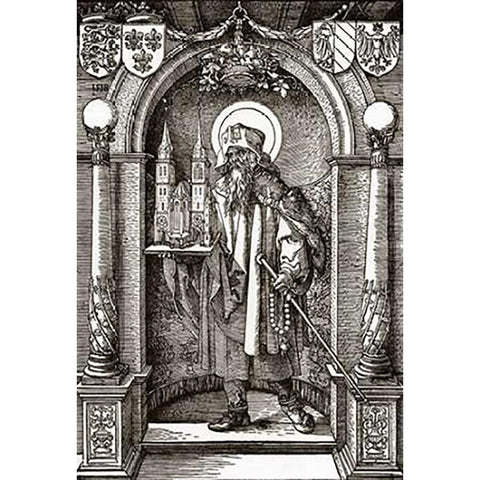 St Sebald In The Niche Black Modern Wood Framed Art Print with Double Matting by Durer, Albrecht