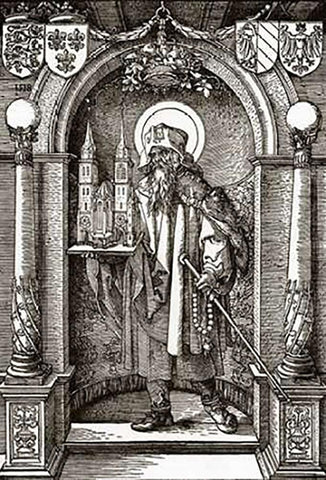 St Sebald In The Niche Black Ornate Wood Framed Art Print with Double Matting by Durer, Albrecht