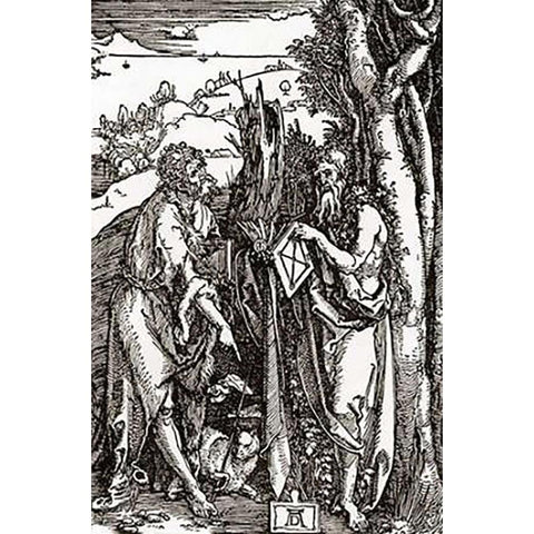 Sts John The Baptist And Onuphrius Gold Ornate Wood Framed Art Print with Double Matting by Durer, Albrecht