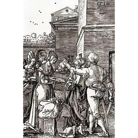 The Beheading Of St John White Modern Wood Framed Art Print by Durer, Albrecht