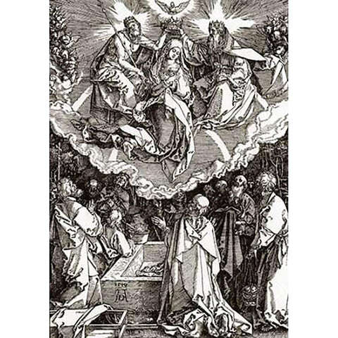 The Coronation Of The Virgin White Modern Wood Framed Art Print by Durer, Albrecht