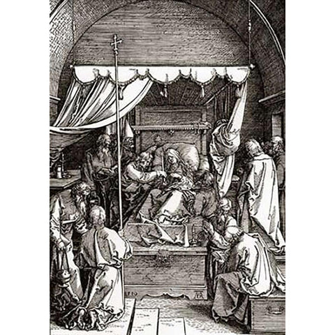 The Death Of The Virgin Black Modern Wood Framed Art Print with Double Matting by Durer, Albrecht