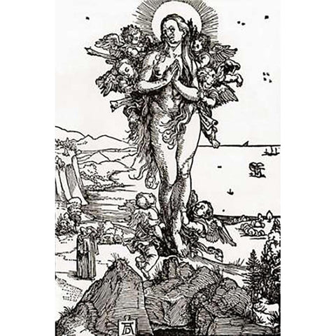 The Ecstasy Of St Mary Magdalene Black Modern Wood Framed Art Print with Double Matting by Durer, Albrecht