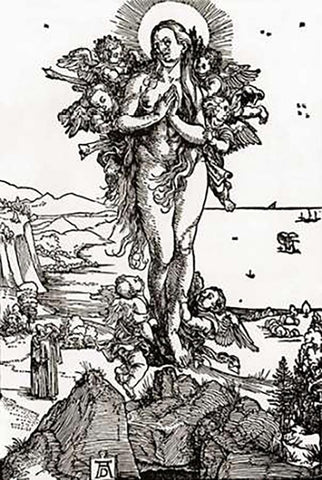 The Ecstasy Of St Mary Magdalene White Modern Wood Framed Art Print with Double Matting by Durer, Albrecht