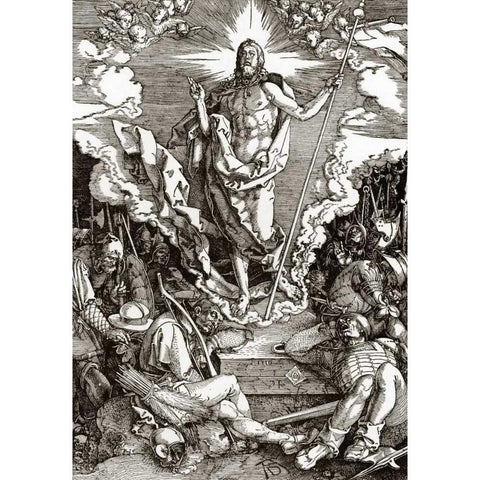 The Great Passion 12 White Modern Wood Framed Art Print by Durer, Albrecht