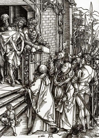 The Great Passion 3 Black Ornate Wood Framed Art Print with Double Matting by Durer, Albrecht