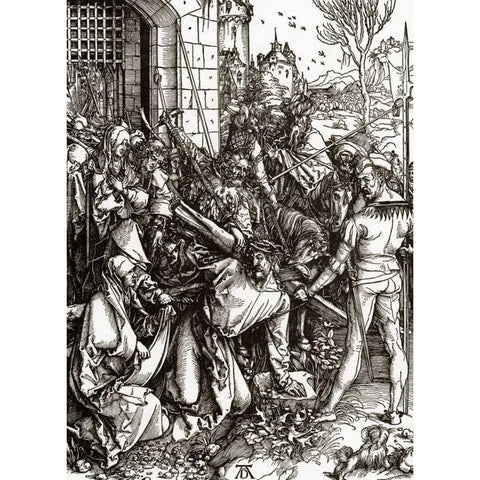 The Great Passion 4 White Modern Wood Framed Art Print by Durer, Albrecht