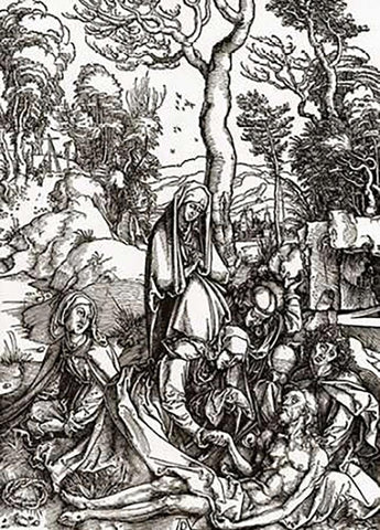 The Great Passion 6 Black Ornate Wood Framed Art Print with Double Matting by Durer, Albrecht