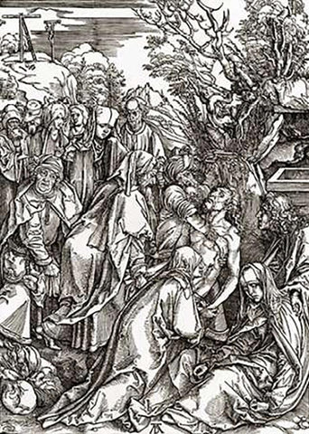 The Great Passion 7 Black Ornate Wood Framed Art Print with Double Matting by Durer, Albrecht