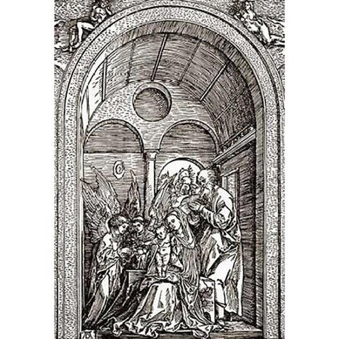 The Holy Family Gold Ornate Wood Framed Art Print with Double Matting by Durer, Albrecht