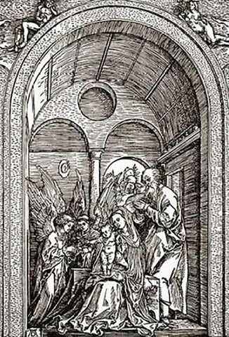 The Holy Family White Modern Wood Framed Art Print with Double Matting by Durer, Albrecht