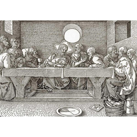 The Last Supper White Modern Wood Framed Art Print by Durer, Albrecht