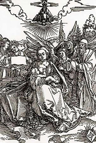 The Madonna With Joseph White Modern Wood Framed Art Print with Double Matting by Durer, Albrecht