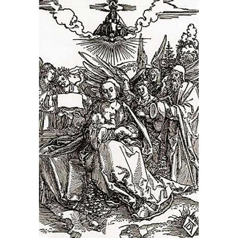 The Madonna With Joseph White Modern Wood Framed Art Print by Durer, Albrecht
