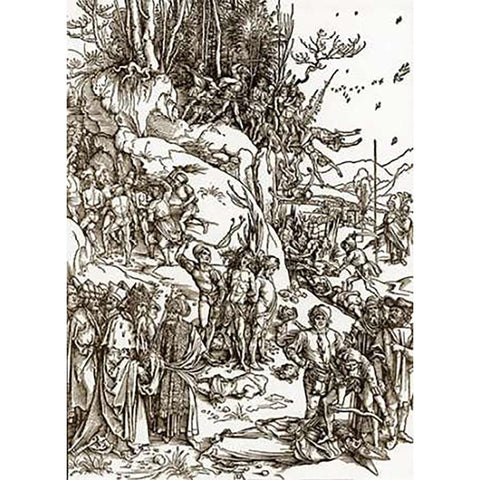 The Martyrdom Of Ten Thousand Museumistians Gold Ornate Wood Framed Art Print with Double Matting by Durer, Albrecht