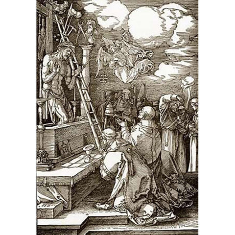 The Mass Of St Gregory Gold Ornate Wood Framed Art Print with Double Matting by Durer, Albrecht