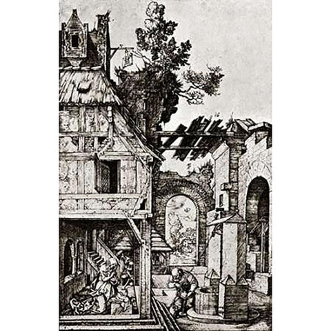 The Nativity Gold Ornate Wood Framed Art Print with Double Matting by Durer, Albrecht