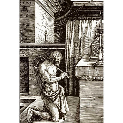 The Penitent Black Modern Wood Framed Art Print with Double Matting by Durer, Albrecht