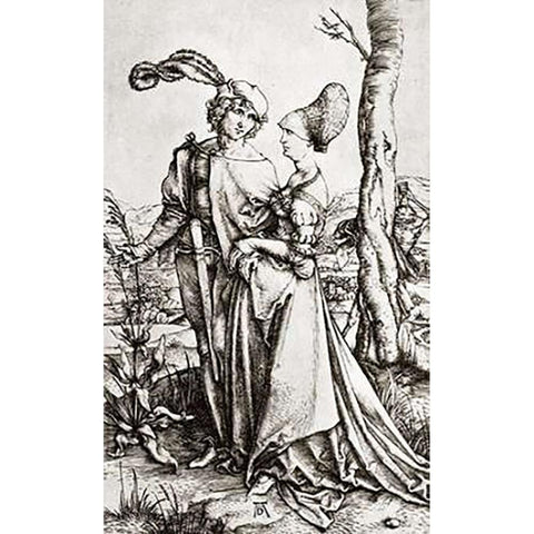 The Promenade White Modern Wood Framed Art Print by Durer, Albrecht