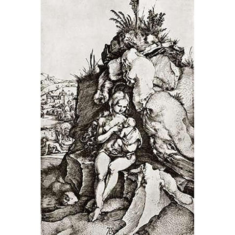 The Repentance Of St John Museumysostom Gold Ornate Wood Framed Art Print with Double Matting by Durer, Albrecht