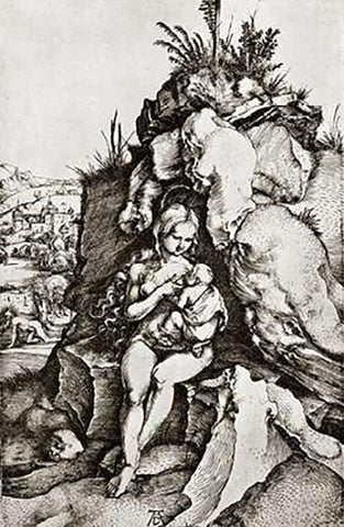The Repentance Of St John Museumysostom Black Ornate Wood Framed Art Print with Double Matting by Durer, Albrecht