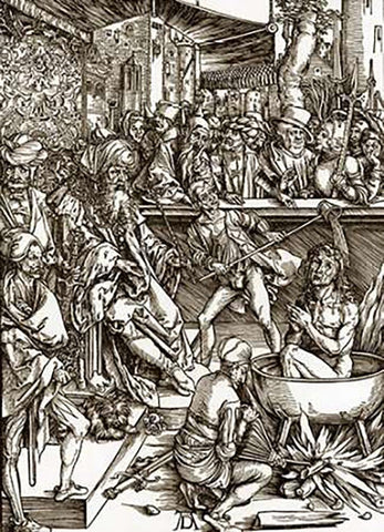 The Revelation Of St John White Modern Wood Framed Art Print with Double Matting by Durer, Albrecht