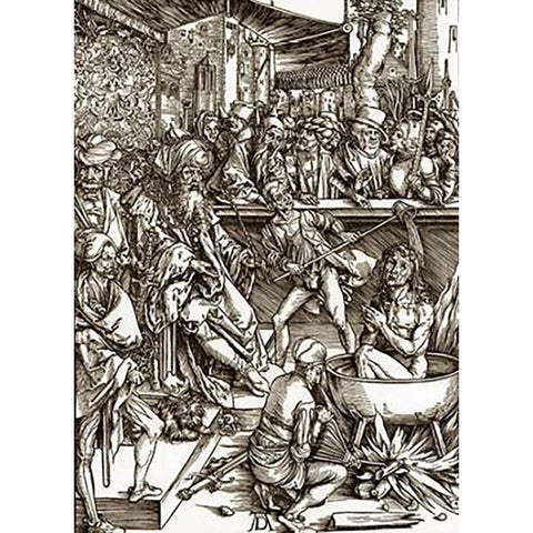 The Revelation Of St John Black Modern Wood Framed Art Print with Double Matting by Durer, Albrecht