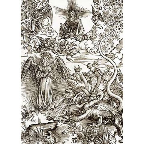 The Revelation Of St John 10 Black Modern Wood Framed Art Print with Double Matting by Durer, Albrecht