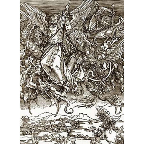 The Revelation Of St John 11 White Modern Wood Framed Art Print by Durer, Albrecht