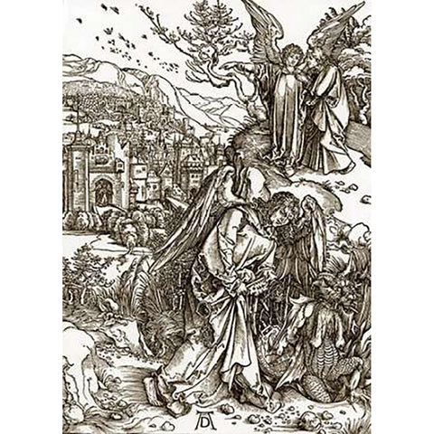 The Revelation Of St John 15 Black Modern Wood Framed Art Print with Double Matting by Durer, Albrecht