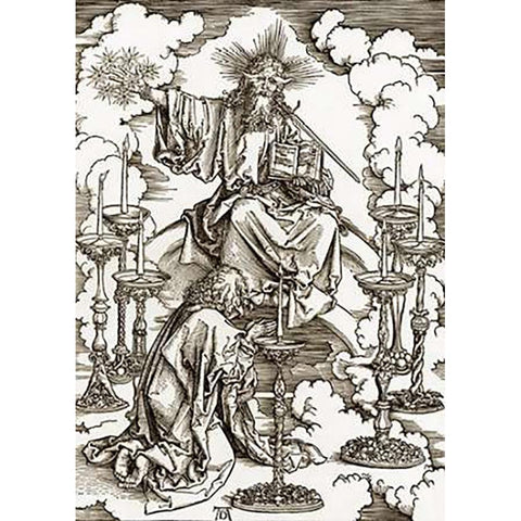 The Revelation Of St John 2 Black Modern Wood Framed Art Print by Durer, Albrecht