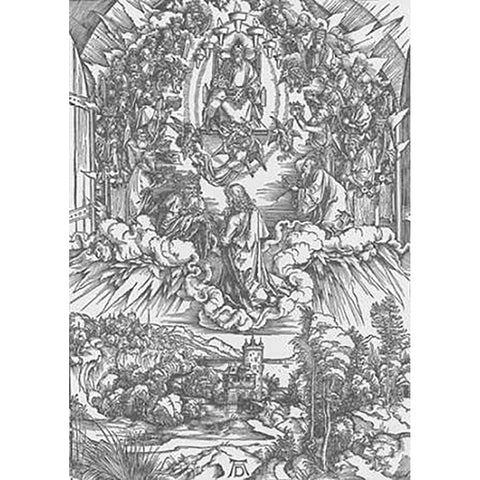 The Revelation Of St John 3 White Modern Wood Framed Art Print by Durer, Albrecht