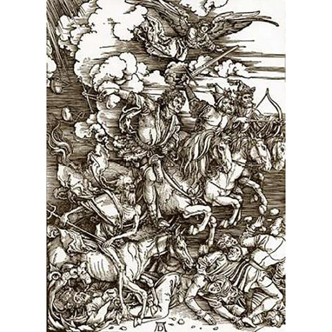 The Revelation Of St John 4 White Modern Wood Framed Art Print by Durer, Albrecht