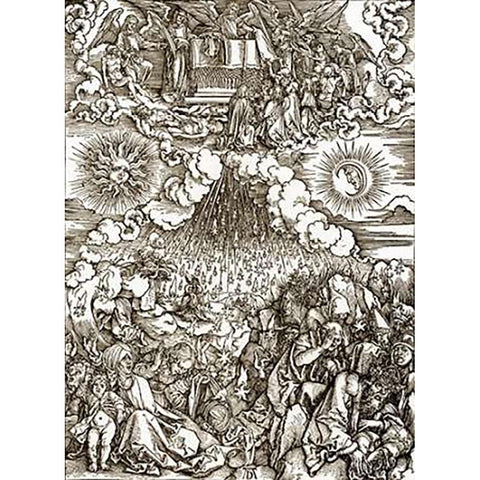 The Revelation Of St John 5 Black Modern Wood Framed Art Print by Durer, Albrecht